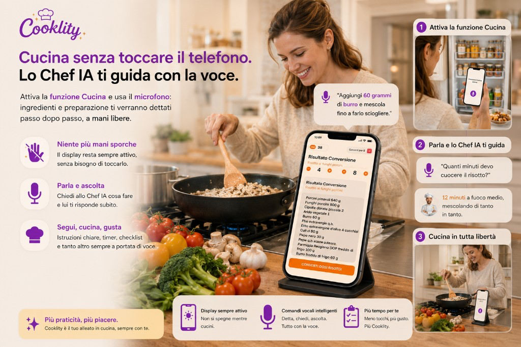 Cooklity: cucina a mani libere con guida vocale dello Chef IA