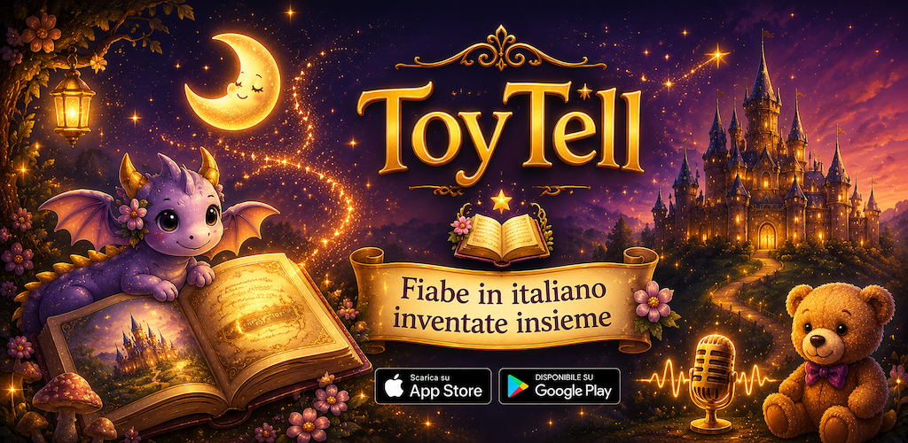 ToyTell — grafica App Store con fiabe e illustrazioni